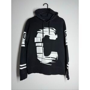 Jack & Jones Cotton Blend Hoodie Black White Graphic Sz S See Description